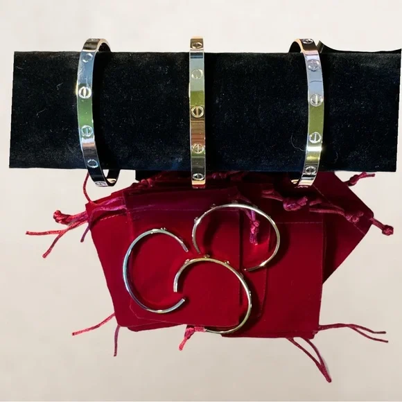 WHAT is Love Titanium Cuff Bracelet - Silver, Gold and Rose Gold 7” Adju… - Picture 4 of 9